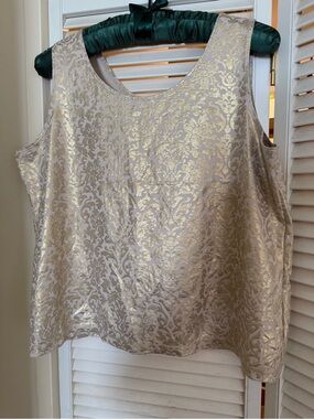 Chico's Gold Metallic Damask Tank Top on Cream